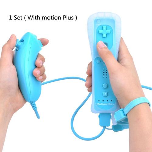 Bleu Avec Motion Manche De Jeu Sans Fil Nunchuck Avec Motion Plus Intégré Pour Nintendo Wii, Joystick, Télécombrande, Contrôleur Pour Console De Jeu Vidéo