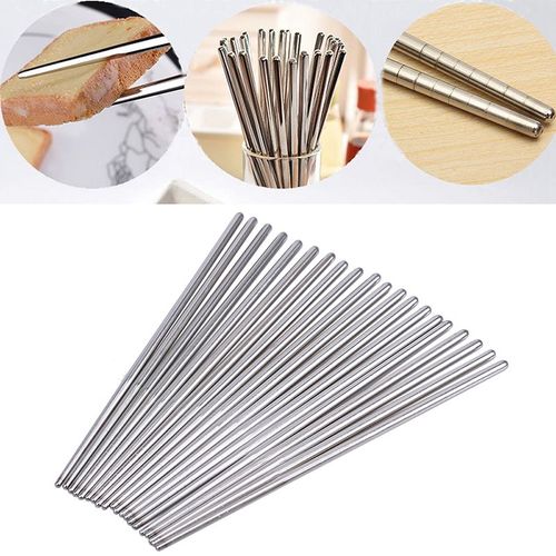Baguettes Chinoises En Métal Réutilisables, 10 Paires, Ensemble De Baguettes En Acier Inoxydable Antidérapantes, Couverts, Fournitures De Fête De Mariage