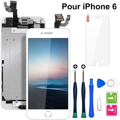 Ecran Iphone 6 Blanc 4,7" Lcd Vitre Tactile Complet Sur Châssis Avec Outils De Réparation Bouton Home Caméra Frontale Capteur De Pro