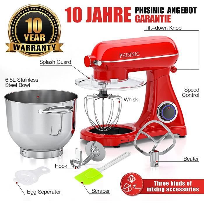 Robot Pâtissier, PHISINIC 1800W Pétrin Professionnel, Boîtier tout ...