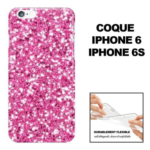 Coque Iphone 6 Strass Rose ? Motif Paillettes, En Silicone, Pare-Chocs Souple Compatible Iphone 6, Iphone 6s