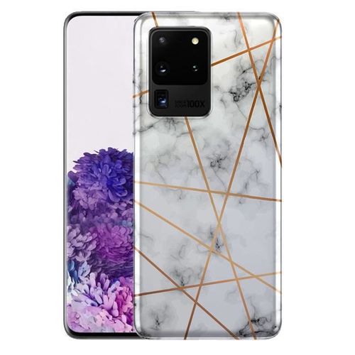 Coque Samsung S20 Marbre Géométric, Coque S20 Antichocs, Coque Bumper En Silicone Motif Marbré, Compatible Samsung Galaxy S20