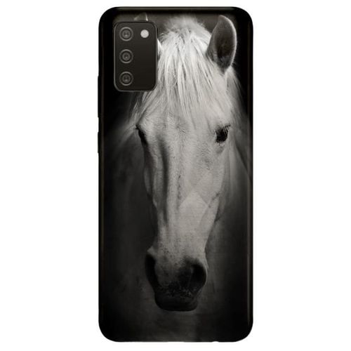Coque Samsung Galaxy A02s Tete De Cheval Noir Et Blanc - Silicone - Animaux