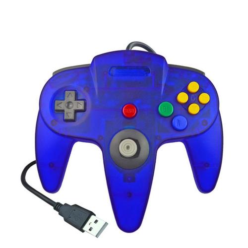 Bleu Transparent Manette De Jeu Filaire Usb N64 Pour Nintendo 64, Contrôleur, Joystick Pour Console Classique 64, Pour Ordinateur Mac Et Pc