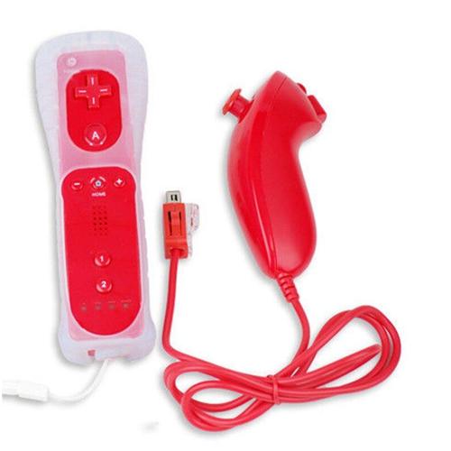 Rouge Manette De Jeu Sans Fil Pour Nintendo Wii, Télécommande Sans Motion Plus + Contrôleur Nunchuck, Joystick Versez Accessoires Nintendo Wii