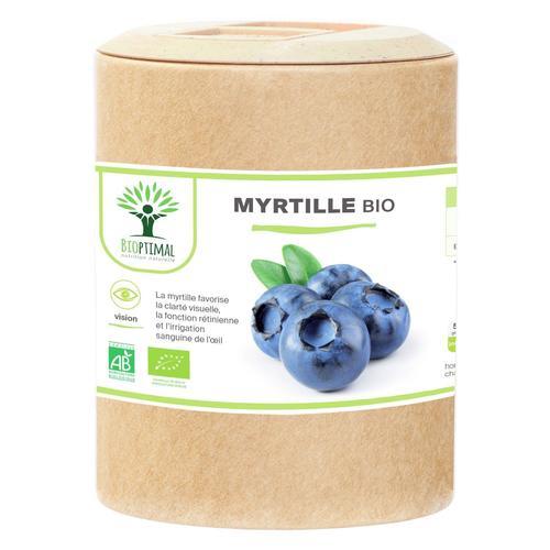 Myrtille Bio - Bioptimal - Complément Alimentaire - Clarté Visuelle Yeux Antioxydant Circulation - Lutéine Zéaxanthine Vitamine - 240mg Par Gélule - Fabriqué En France - Certifié Ecocert - 200 Gélules 