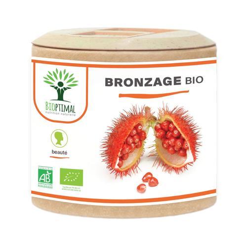 Autobronzant Naturel - Bioptimal - Complément Alimentaire - Activateur Accélérateur De Bronzage De La Peau- 100% Poudre Urucum Bio - Gélule Vegan - Fabriqué En France - Certifié Ecocert - 60 Gélules 