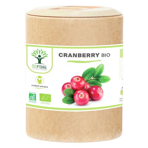 Cranberry Bio - Bioptimal - Complément Alimentaire - 100% Canneberge Sans Sucre - Infection Urinaire Cystite - 36mg De Proanthocyanidines Par Jour - Fabriqué En France - Certifié Ecocert - 200 Gélules 