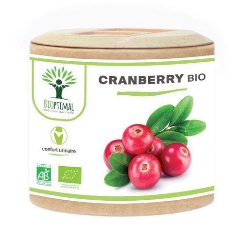 Cranberry Bio - Bioptimal - Complément Alimentaire - 100% Canneberge Sans Sucre - Infection Urinaire Cystite - 36mg De Proanthocyanidines Par Jour - Fabriqué En France - Certifié Ecocert - 60 Gélules 