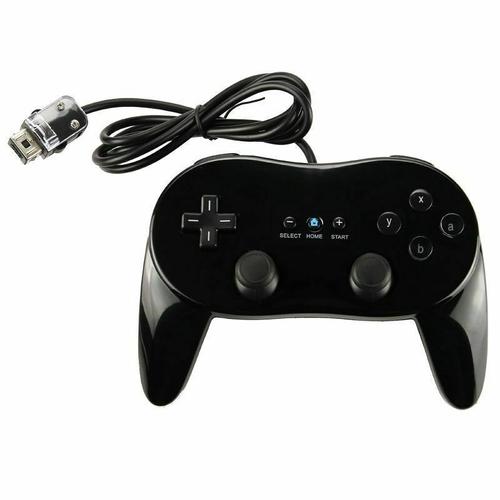 Le Noir Manche De Jeu Classique Filaire Pour Nintendo Wii De Deuxième Génération, Contrôleur De Jeu Pro, Joystick Antichoc