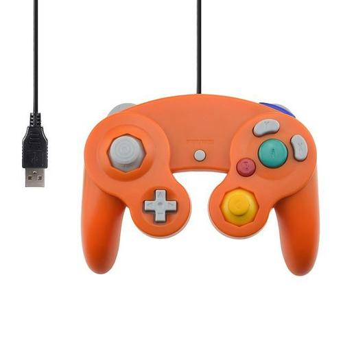 Orange Manette De Jeu Filaire Usb D29, Contrôleur De Vibration, Joystick Verser Ordinateur Nintendo Gamecube Pc / Ngc / Mac