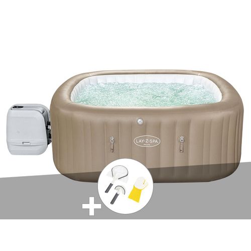 Kit spa gonflable Bestway Lay-Z-Spa Palma carré Hydrojet Pro 5/7 places + Kit de nettoyage