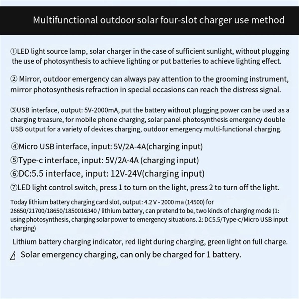 Chargeur 18650 Batterie Solaire Au Lithium Intelligent Type-... - 5