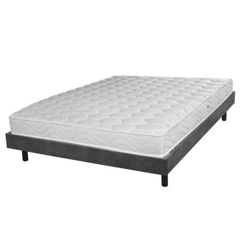 Sommier + Pieds + Matelas Chêne Béton Decokit 160x200 50 X 8 Mm Gris