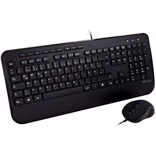 V7 CKU300DE - Ensemble clavier et souris - USB - QWERTZ - Allemand - noir