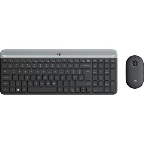 Logitech Slim Wireless Combo MK470 - Ensemble clavier et souris - sans fil - 2.4 GHz - AZERTY - Belge - graphite