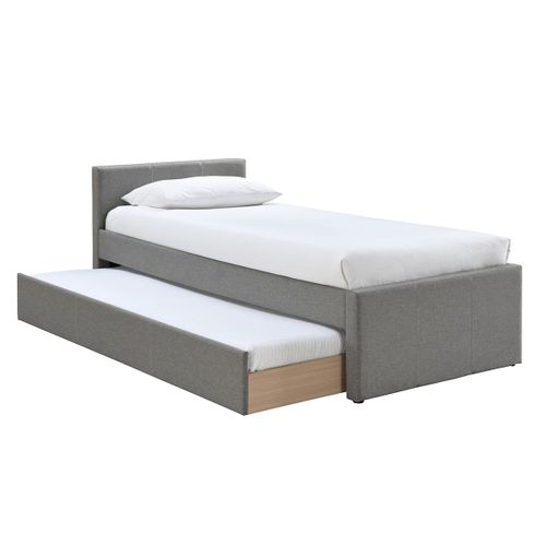 Lit Gigogne Enfant 90 X 195 Cm Tissu Gris Macco