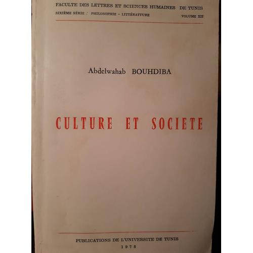 Culture Et Société De Abdelwahab Bouhdiba