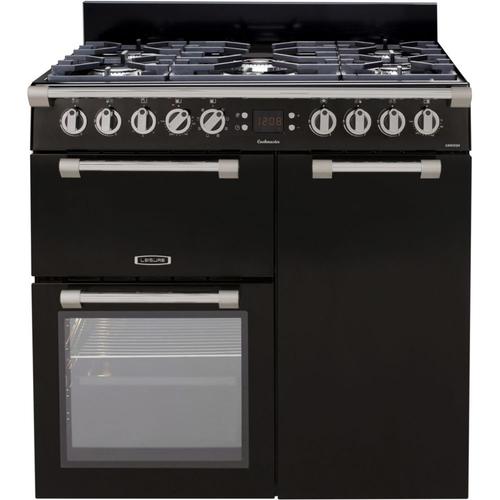 Leisure Cookmaster CK90F324K - Cuisinière (four à deux étages) - pose libre - largeur : 90 cm - profondeur : 60 cm - hauteur : 90 cm - avec système auto-nettoyant - noir