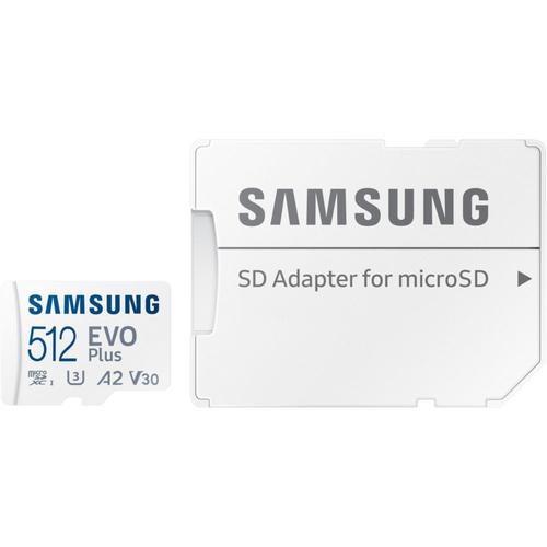 Samsung EVO Plus MB-MC512KA - Carte mémoire flash (adaptateur microSDXC vers SD inclus(e)) - 512 Go - A2 / Video Class V30 / UHS-I U3 / Class10 - microSDXC UHS-I - blanc