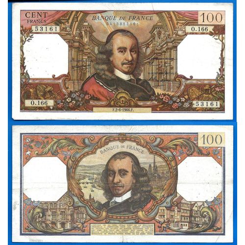 France 100 Francs 1966 Corneille Billet Europe Frs Frc Frcs