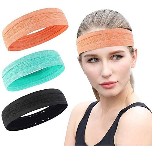 Bandeau Femmes Bandeau D'entraînement Bandeaux Bandeau Bandeau Bandeau Bandeau Élastique Bandeau Pour Tous Les Jours Yoga Sport Orange + Vert + Noir