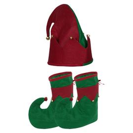 Noël Elf Femmes Pantoufles Rouge Et Vert Avec Cloches Chaussure Taille 5/6