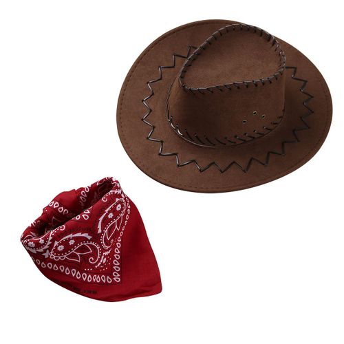 Chapeau De Cowboy Pour Enfants, Costume De Cosplay, Accessoires De Fête D'halloween, Mascarade, Garçon Wild West, Écharpe Fantaisie