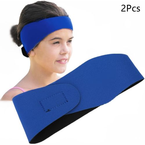 2pcs Bandeau De Natation, Bandeau Cheveux En Néoprène Imperméable De Haute Élasticité,Pour La Natation Et Le Surf(Bleu M)