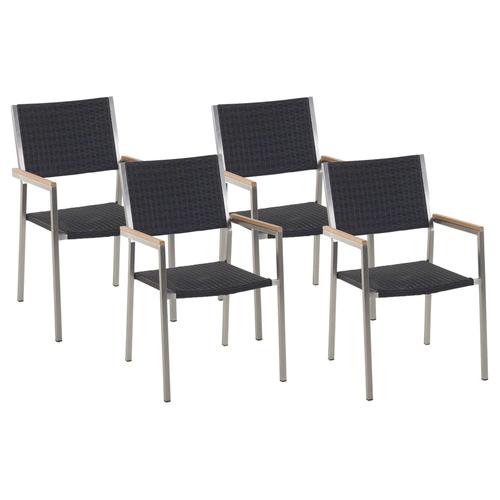 Lot De 4 Chaises Noires En Rotin Grosseto