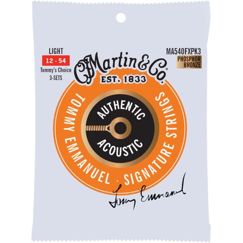 Martin Strings Ma540fxpk3 Flexible Core Phosphor Bronze 3-Pack Light 12-54 Jeux De Cordes Pour Guitare Folk (Lot De 3)