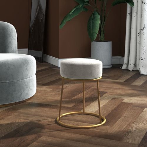 Vidaxl Tabouret Rond Gris Clair Velours