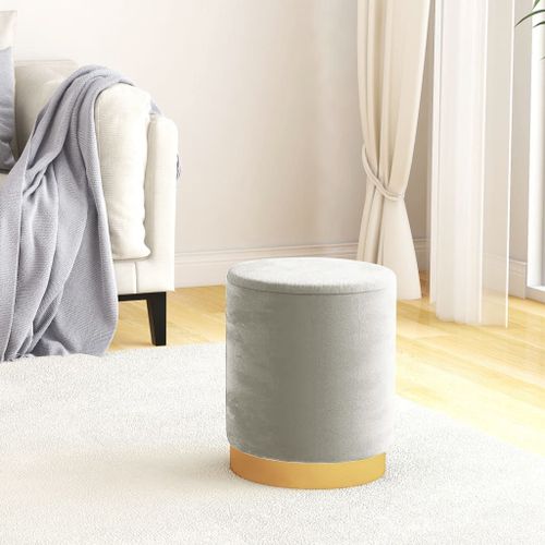 Vidaxl Tabouret De Rangement Rond Gris Clair Velours