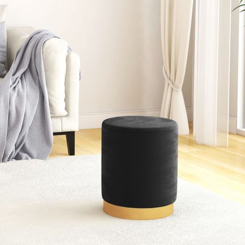 Vidaxl Tabouret De Rangement Rond Noir Velours