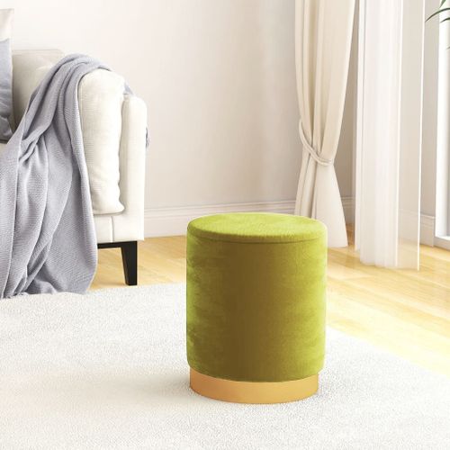 Vidaxl Tabouret De Rangement Rond Vert Moutarde Velours
