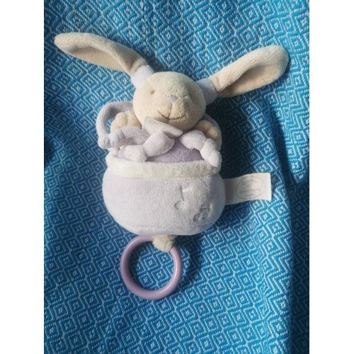 Doudou Boîte À Musique Lapin Beige Parme Violet Cueillette Notes De Musique Doudou Et Compagnie