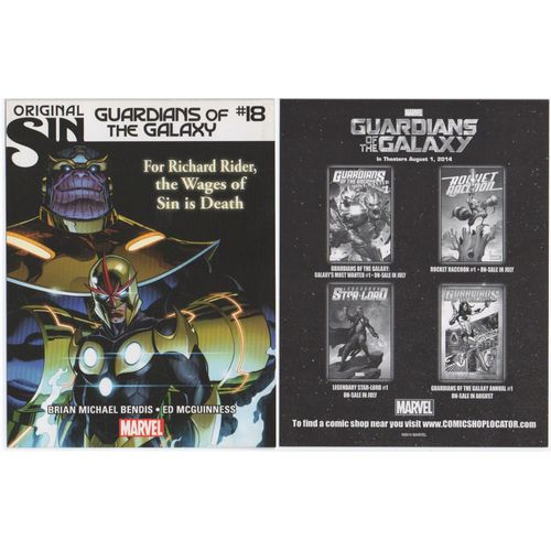 Marvel Comics Guardians Of The Galaxy : Original Sin (Ed Mcguinness) Jumbo Promo Card (2014)