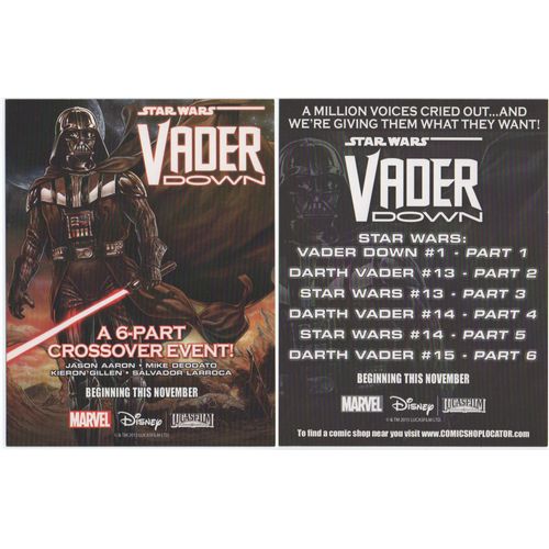 Marvel Comics Star Wars : Vader Down (Mark Brooks) Jumbo Promo Card (2015)