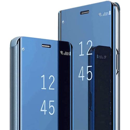 Lagogi Coque Pour Xiaomi 12/Xiaomi 12x Housse Support À Rabat Clear View Cover Flip Case, Protecteur Standing 360°Housse Étui Antichoc, Bleu