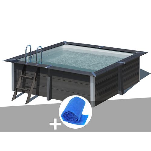 Kit piscine composite Gré Avant-Garde carrée 3,26 x 3,26 x 0,96 m + Bâche à bulles