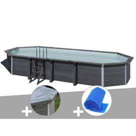Kit piscine composite Gré Avant-Garde ovale 8,04 x 3,86 x 1,24 m + Bâche hiver + Bâche à bulles