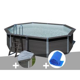 Kit piscine composite Gré Avant-Garde ovale 5,24 x 3,86 x 1,24 m + Bâche hiver + Bâche à bulles