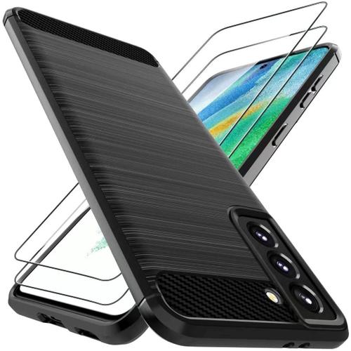 Advansia Verre Trempe Et Coque De Protection Carbone Pour Samsung Galaxy S21 Fe [Kit Complet 2+1]