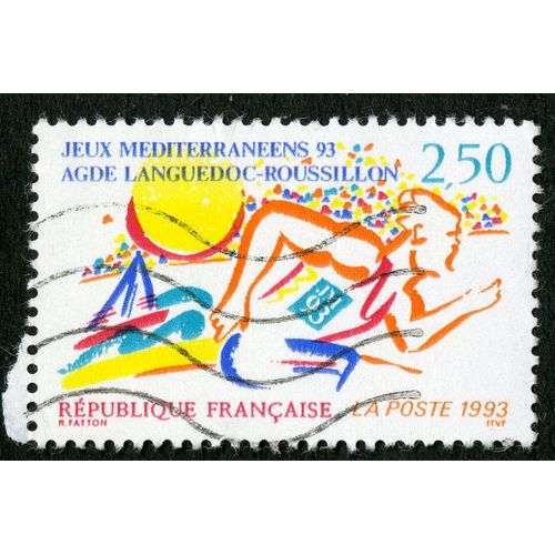 Oblitéré Jeux Méditerranéens 93 Agde Languedoc-Roussillon,République Française,La Poste 1993,2,50