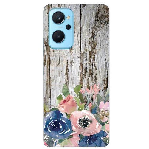 Coque Realme 9i Bois Fleur Bleu