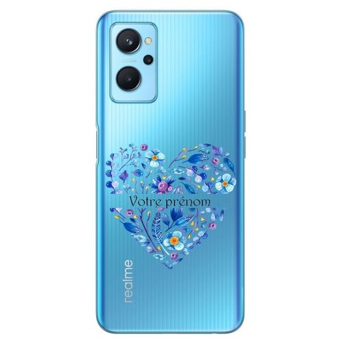 Coque Realme 9i Coeur Bleu Avec Votre Prenom