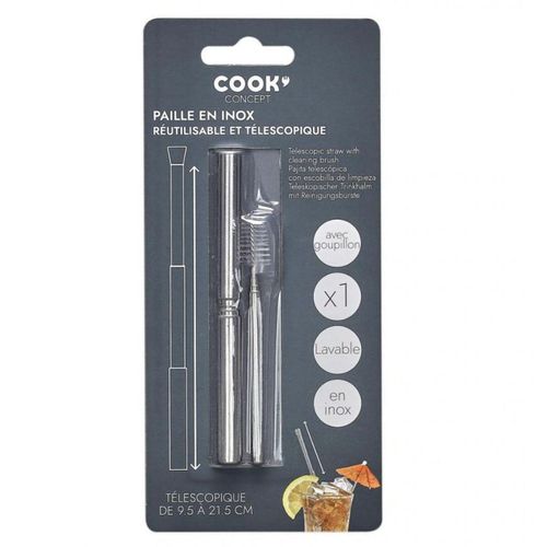 Cook Paille En Inox Telescopique Reutilisable 3664944180388 + Goupillon Boisson Repas Cuisine Cocktail Jus Table Degustation Verre Comasound Kartel Csk Online
