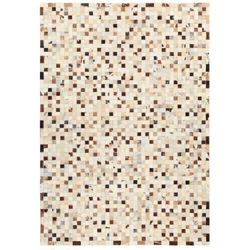 Tapis De Salon Moderne Cuir Véritable Patchy 140x200 Cm Beige - Novatrend