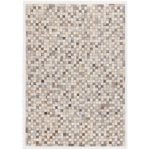 Tapis De Salon Moderne Cuir Véritable Patchy 60x120 Cm Gris - Novatrend