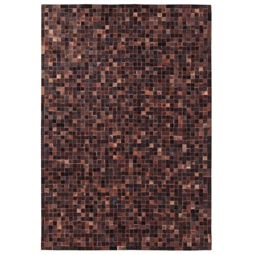 Tapis De Salon Moderne Cuir Véritable Patchy 200x300 Cm Marron - Novatrend